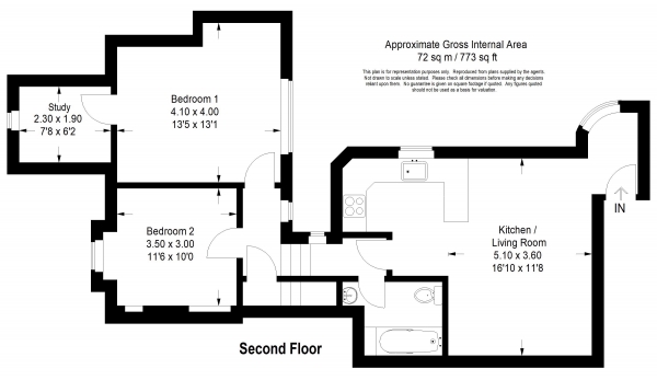 Floor Plan Image for 2 Bedroom Apartment to Rent in High Street, Godalming