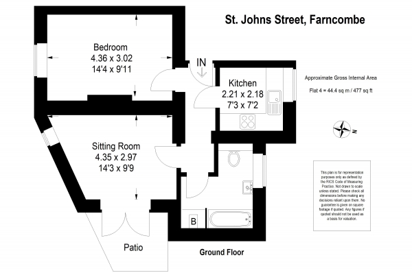 Floor Plan for 1 Bedroom Apartment for Sale in CLOSE TO FARNCOMBE STATION - PRIVATE GARDEN - BRAND NEW, GU7, 3EW -  &pound239,950