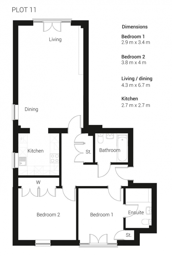 Floor Plan Image for 2 Bedroom Apartment to Rent in Luxury Apartment