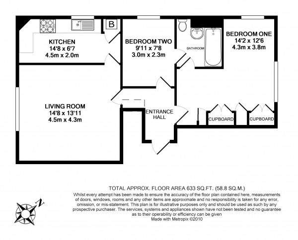 Floor Plan Image for 2 Bedroom Flat to Rent in Crossways Road, Grayshott