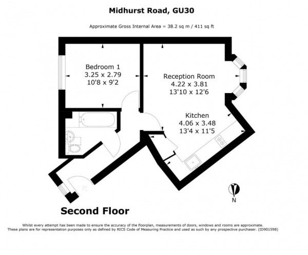 Floor Plan Image for 1 Bedroom Flat for Sale in Midhurst Road, Liphook