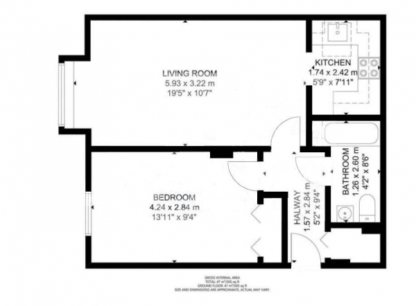 Floor Plan Image for 1 Bedroom Retirement Property for Sale in Headley Road,Grayshott