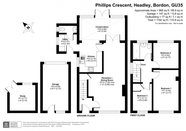 Floor Plan Image for 3 Bedroom Semi-Detached House to Rent in Phillips Crescent, Headley, Bordon, Hampshire