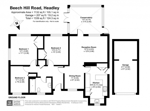 Floor Plan Image for 3 Bedroom Detached Bungalow for Sale in Beech Hill Road, Headley