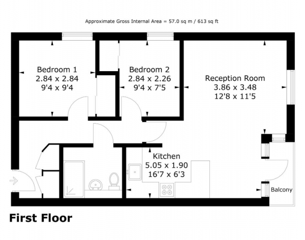 Floor Plan Image for 2 Bedroom Retirement Property for Sale in Crossways Road, Grayshott