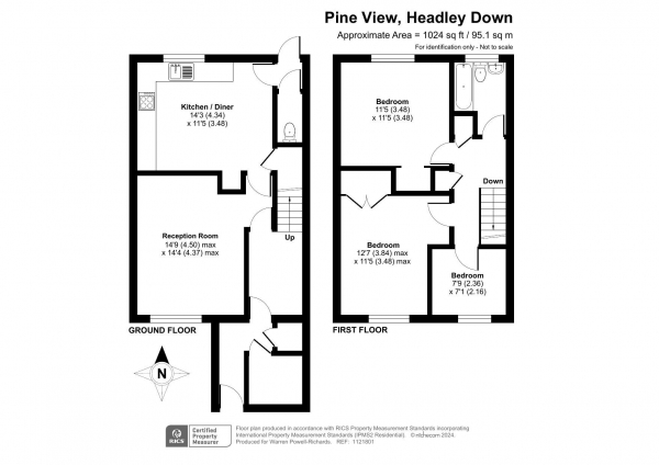 Floor Plan Image for 3 Bedroom Terraced House for Sale in Pine View, Headley Down