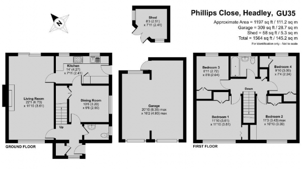 Floor Plan Image for 4 Bedroom Detached House for Sale in Phillips Close, Headley