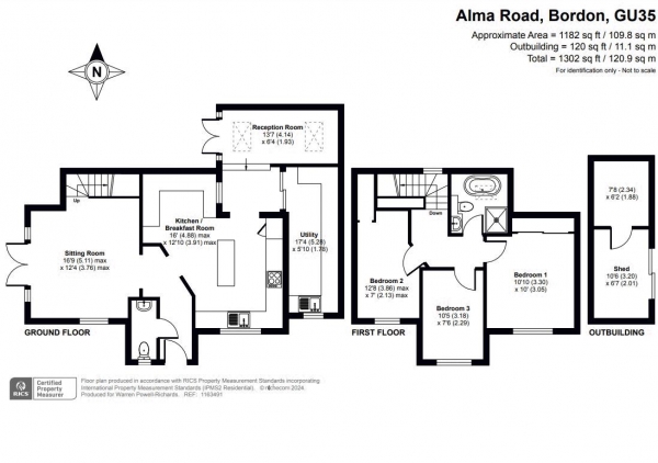 Floor Plan for 3 Bedroom Detached House for Sale in Alma Road, Bordon, GU35, 0DH - Guide Price &pound495,000