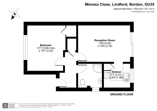 Floor Plan Image for 1 Bedroom Flat to Rent in Mimosa Close, Lindford