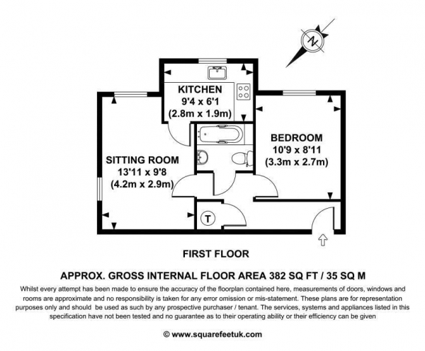 Floor Plan Image for 1 Bedroom Ground Flat to Rent in Beacon Hill Road, Hindhead