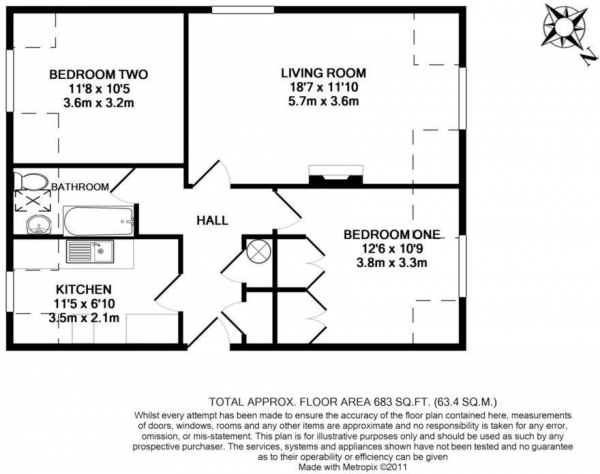 Floor Plan Image for 2 Bedroom Apartment to Rent in York Mews, Alton