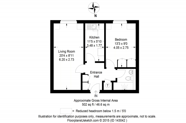 Floor Plan Image for 1 Bedroom Retirement Property for Sale in The Cooperage, Alton