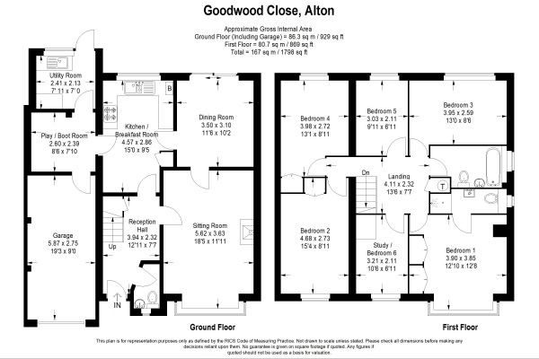 Floor Plan for 5 Bedroom Detached House for Sale in Country walks nearby - Racecourse area, Alton, GU34, 2TX -  &pound625,000