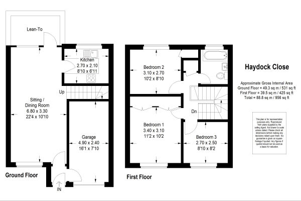 Floor Plan Image for 3 Bedroom End of Terrace House for Sale in Haydock Close, Alton, Hampshire