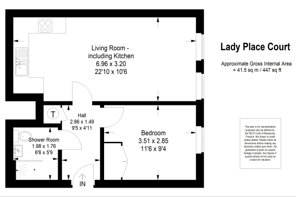 Floor Plan Image for 1 Bedroom Retirement Property for Sale in Central town yet away from traffic noise - Alton, Hampshire