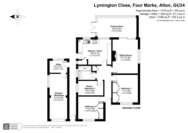 Floor Plan Image for 3 Bedroom Detached Bungalow for Sale in Lymington Close, Four Marks, Alton, Hampshire