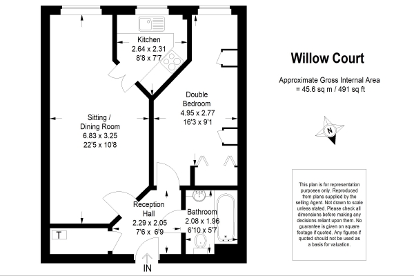 Floor Plan Image for 1 Bedroom Retirement Property for Sale in Willow Court, Ackender Road, Alton, Hampshire