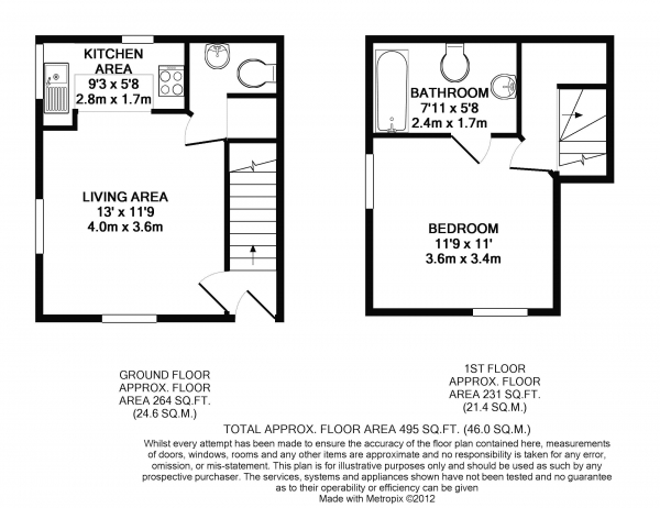 Floor Plan for 1 Bedroom Maisonette for Sale in Alton centre, GU34, 1FQ -  &pound159,950