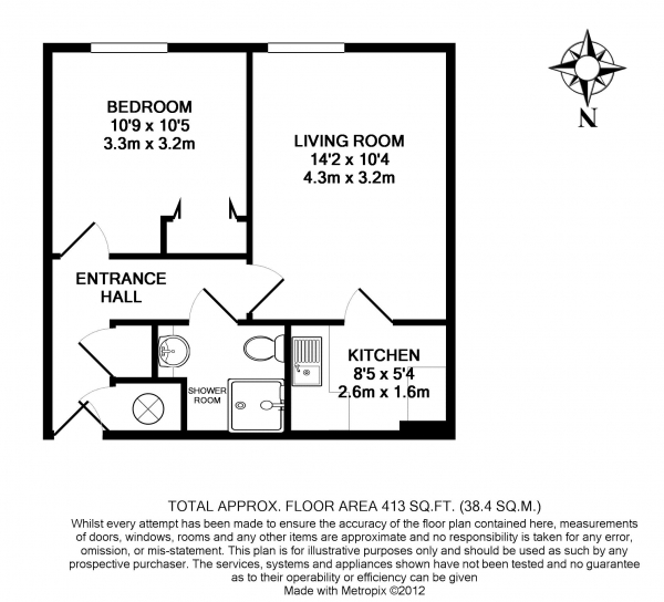 Floor Plan for 1 Bedroom Retirement Property to Rent in Alton, GU34, 1HD - £167 pw | £725 pcm