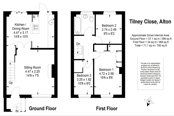 Floor Plan Image for 3 Bedroom Terraced House to Rent in Alton