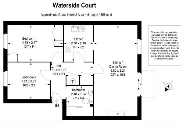 Floor Plan Image for 2 Bedroom Apartment for Sale in Alongside Kings Pond at Waterside Court, Alton, Hampshire