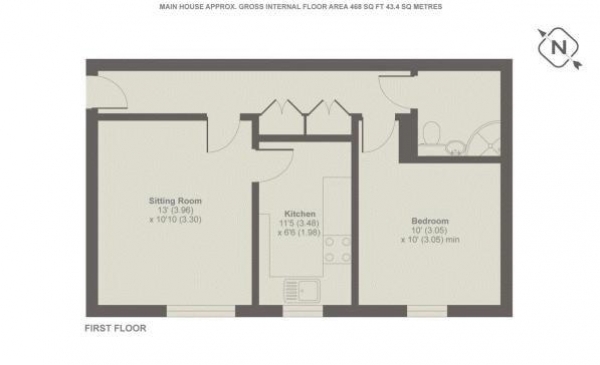 Floor Plan Image for 1 Bedroom Retirement Property for Sale in Windmill Court, St. Mary's Close, Alton, Hampshire