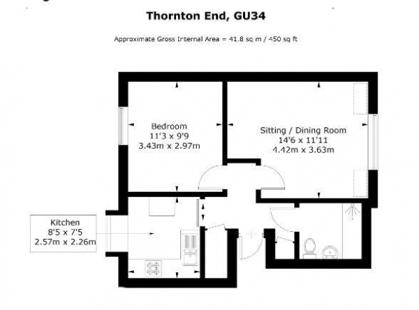 Floor Plan Image for 1 Bedroom Retirement Property for Sale in Thornton End, Holybourne, Alton, Hampshire