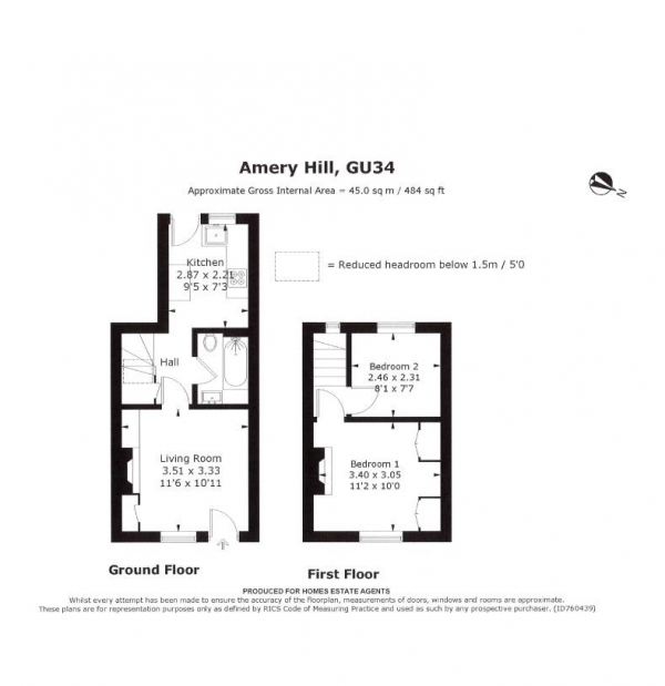 Floor Plan Image for 2 Bedroom Cottage to Rent in Amery Hill, Alton