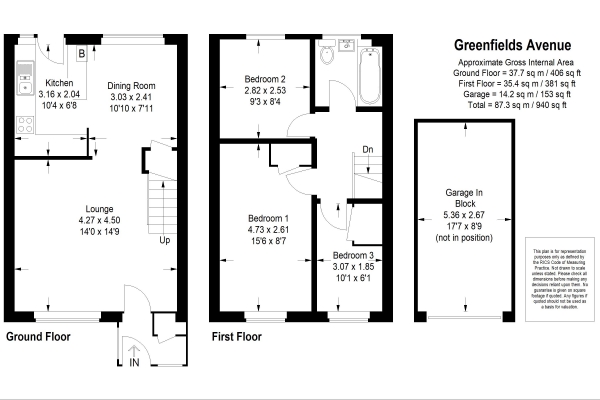 Floor Plan Image for 3 Bedroom Terraced House to Rent in Greenfields Avenue, Alton