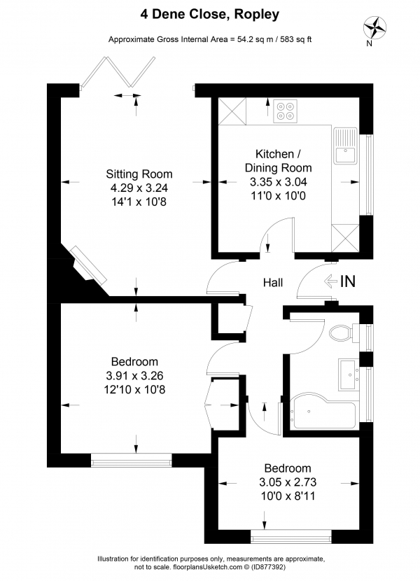 Floor Plan Image for 2 Bedroom Bungalow to Rent in Ropley