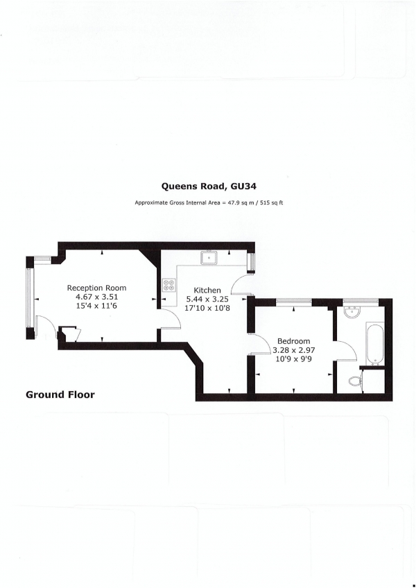 Floor Plan Image for 1 Bedroom Ground Flat to Rent in Level walk of town centre - Alton, Hampshire