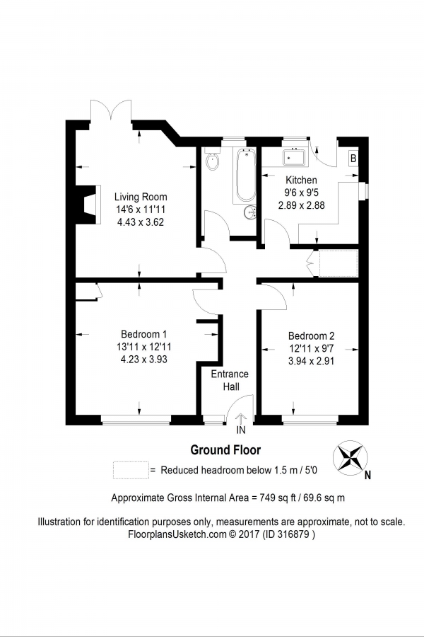 Floor Plan Image for 2 Bedroom Ground Maisonette for Sale in Ground floor maisonette - Beechwood Road, Alton, Hampshire