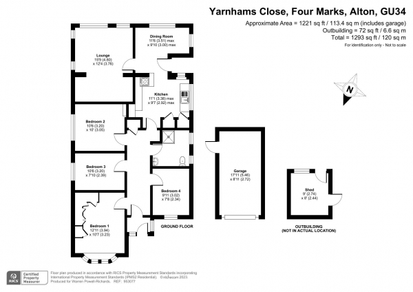 Floor Plan Image for 4 Bedroom Detached Bungalow for Sale in Yarnhams Close, Four Marks, Alton, Hampshire