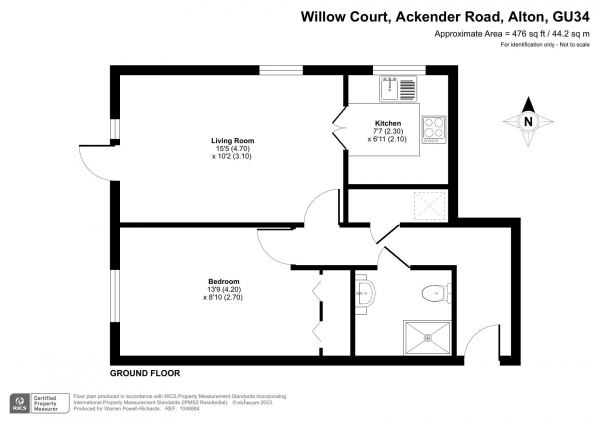 Floor Plan Image for 1 Bedroom Retirement Property for Sale in Willow Court