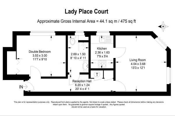 Floor Plan Image for 1 Bedroom Retirement Property for Sale in Overlooking Westbrooke Gardens & Market Square, Alton, Hampshire