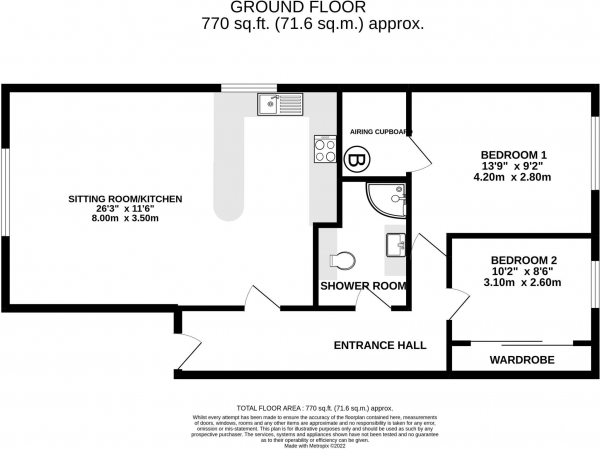 Floor Plan Image for 2 Bedroom Ground Flat for Sale in Four Marks