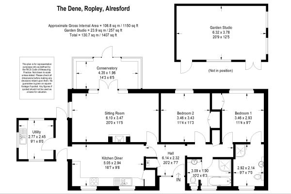 Floor Plan Image for 2 Bedroom Detached Bungalow for Sale in The Dene, Ropley, Alresford, Hampshire