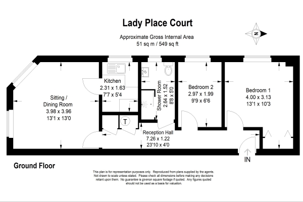 Floor Plan Image for 2 Bedroom Retirement Property for Sale in Opposite Westbrooke Gardens - Alton town centre