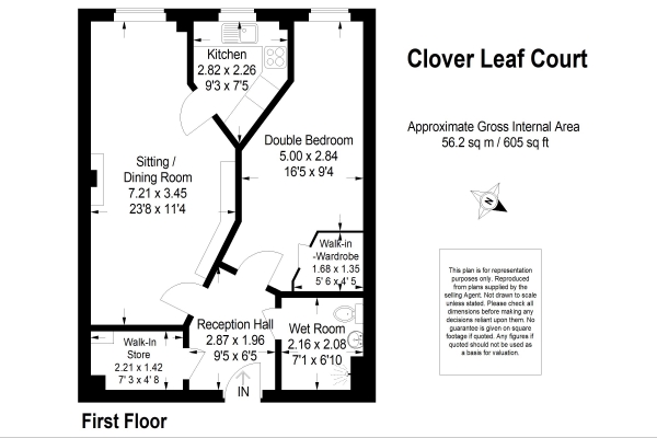Floor Plan Image for 1 Bedroom Retirement Property for Sale in Clover Leaf Court, Ackender Road, Alton, Hampshire