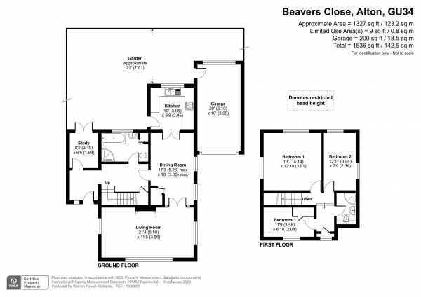 Floor Plan for 3 Bedroom Detached House for Sale in Beavers Close, Alton, Hampshire, GU34, 2EF -  &pound480,000