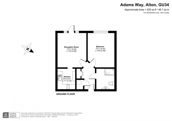 Floor Plan Image for 1 Bedroom Retirement Property for Sale in Mary Rose Mews, Alton