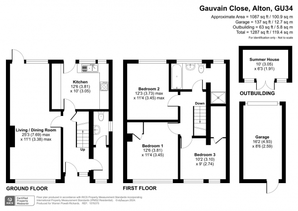 Floor Plan Image for 3 Bedroom End of Terrace House for Sale in Gauvain Close, Alton