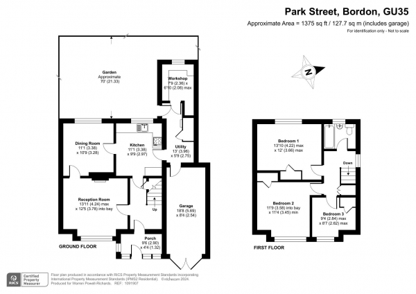 Floor Plan for 3 Bedroom Semi-Detached House for Sale in Park Street, Bordon, GU35, 0EB -  &pound350,000