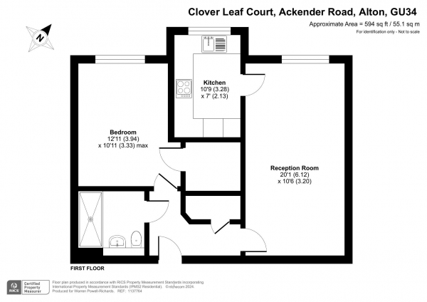 Floor Plan Image for 1 Bedroom Retirement Property for Sale in Clover Leaf Court, Ackender Road, Alton