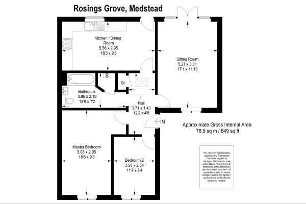 Floor Plan Image for 2 Bedroom Detached Bungalow for Sale in Rosings Grove, Alton