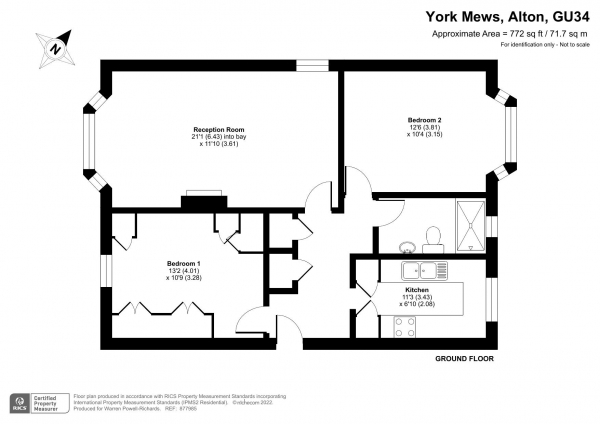 Floor Plan Image for 2 Bedroom Ground Flat for Sale in York Mews, Alton