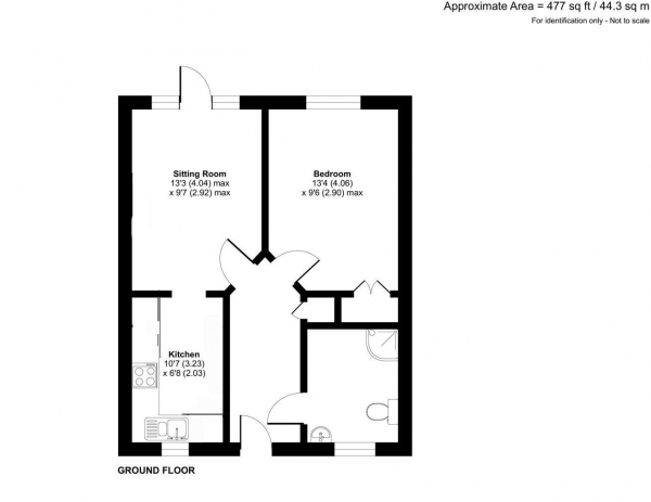 Floor Plan for 1 Bedroom Retirement Property for Sale in Adams Way, Alton, GU34, 2UU - Guide Price &pound200,000