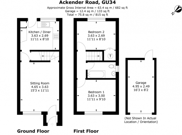 Floor Plan for 2 Bedroom Semi-Detached House for Sale in Ackender Road, Alton, GU34, 1JT - Guide Price &pound350,000