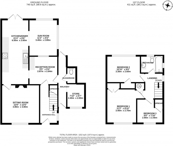 Floor Plan Image for 3 Bedroom Semi-Detached House for Sale in Dunsells Close, Alresford