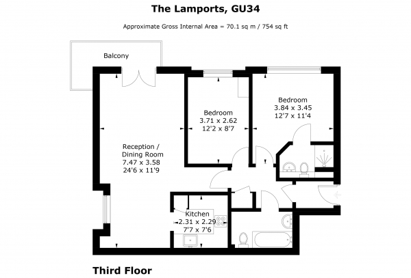 Floor Plan Image for 2 Bedroom Flat for Sale in The Lamports, Alton